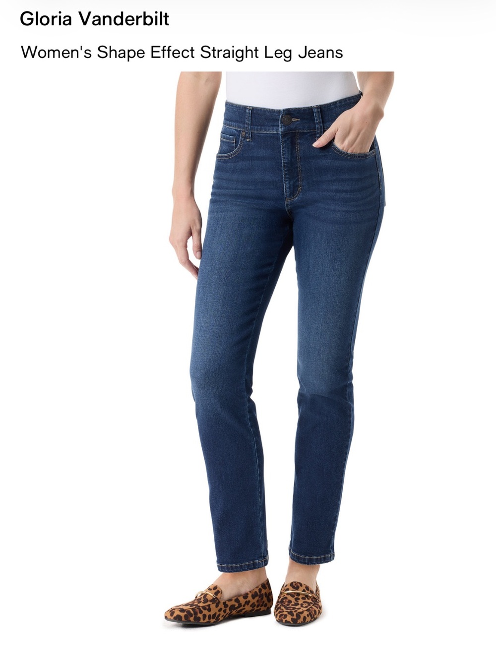 Gloria Vanderbilt Straight Leg Jeans in Dark Blue Wash